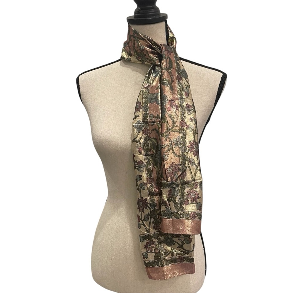 Nordstrom Made In Italy Floral Patterned Scarf in Gold and Pink